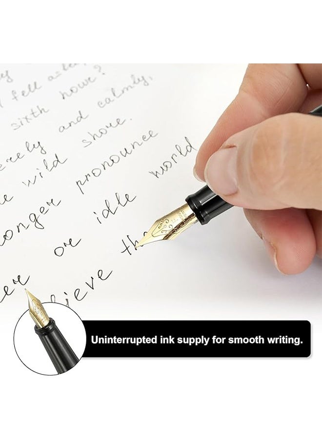 Fountain Pen Set, Refillable High End Business Signature Pen, 0.5MM Classic Metal Pen for Men and Women Writing (Black) - Image 4
